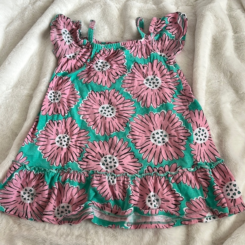 Pink and Seafoam Floral Print Dress